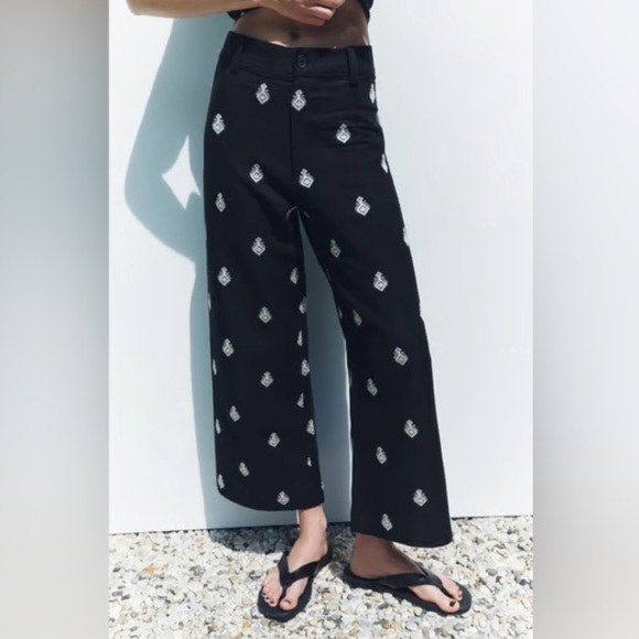 Zara Pants - Zara Black Pants with White Pattern